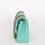 Chanel Small Classic Double Flap Turquoise Lambskin 24K GP