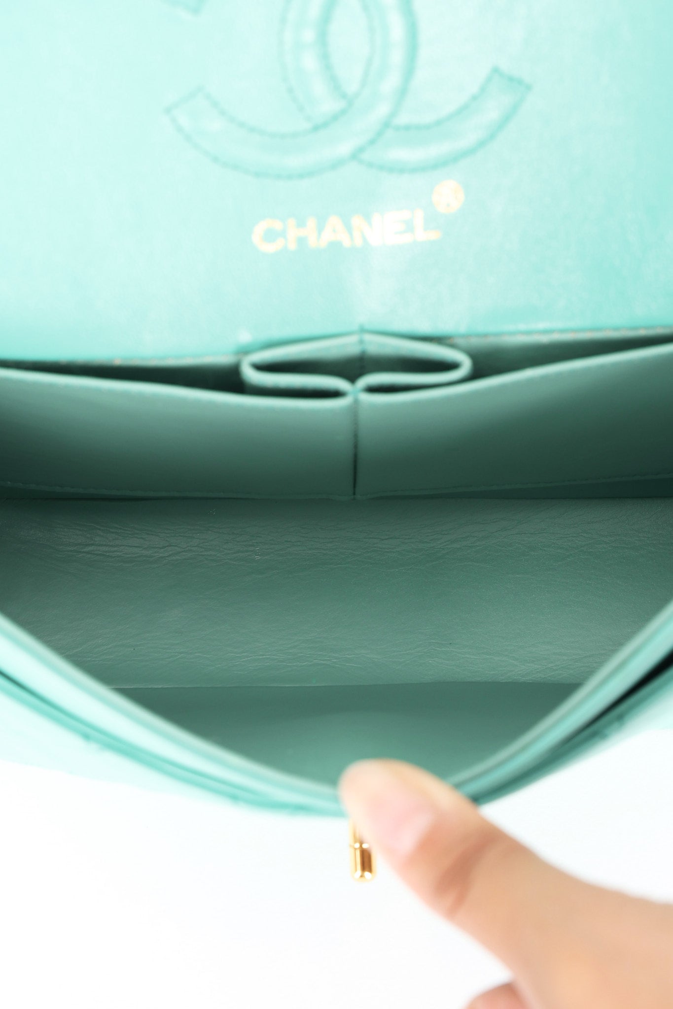 Chanel Small Classic Double Flap Turquoise Lambskin 24K GP