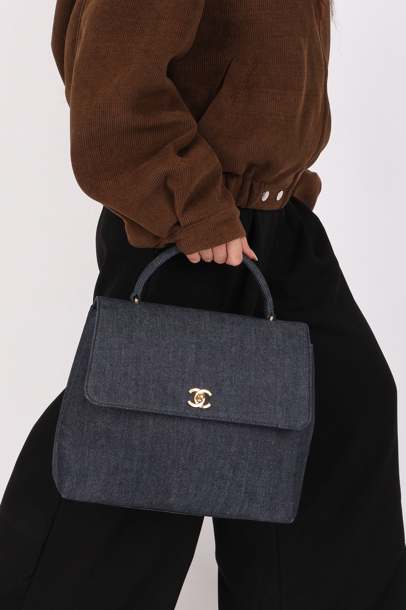 Chanel Kelly Top Handle Bag Denim 24K GP