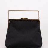 Gucci Kisslock Top Handle Clutch Black Satin