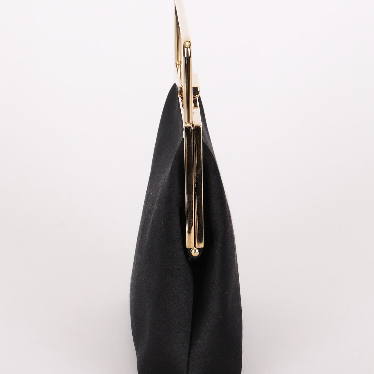 Gucci Kisslock Top Handle Clutch Black Satin
