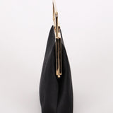 Gucci Kisslock Top Handle Clutch Black Satin