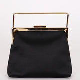 Gucci Kisslock Top Handle Clutch Black Satin