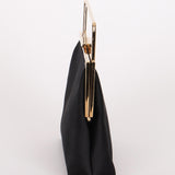 Gucci Kisslock Top Handle Clutch Black Satin