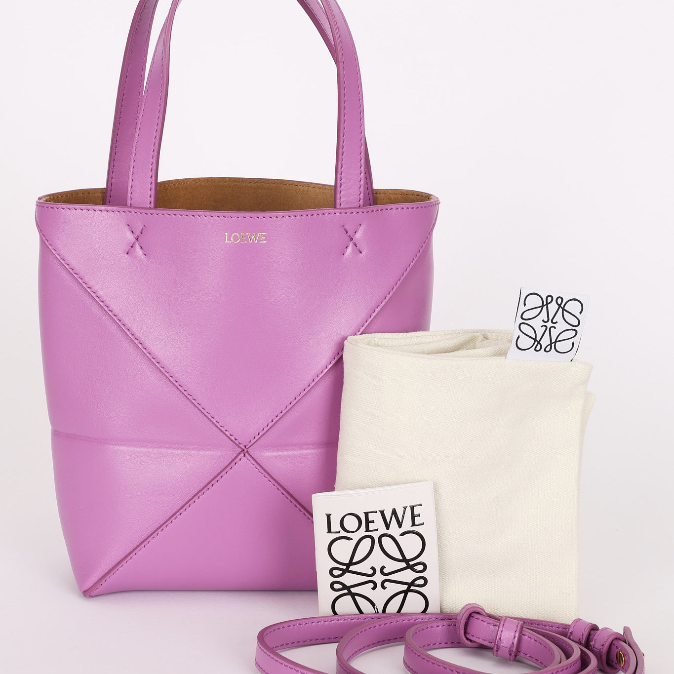 Loewe Mini Puzzle Fold Tote Purple Smooth Calfskin