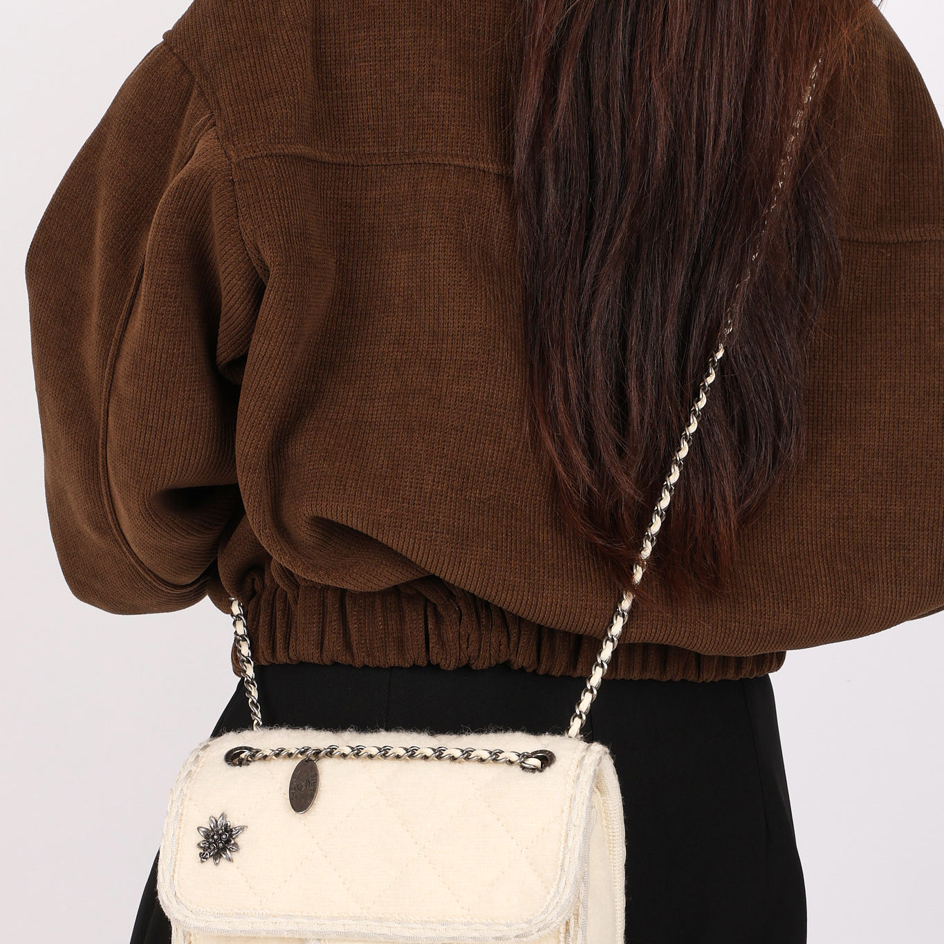 Chanel Paris-Salzburg Single Flap Ivory Wool RHW