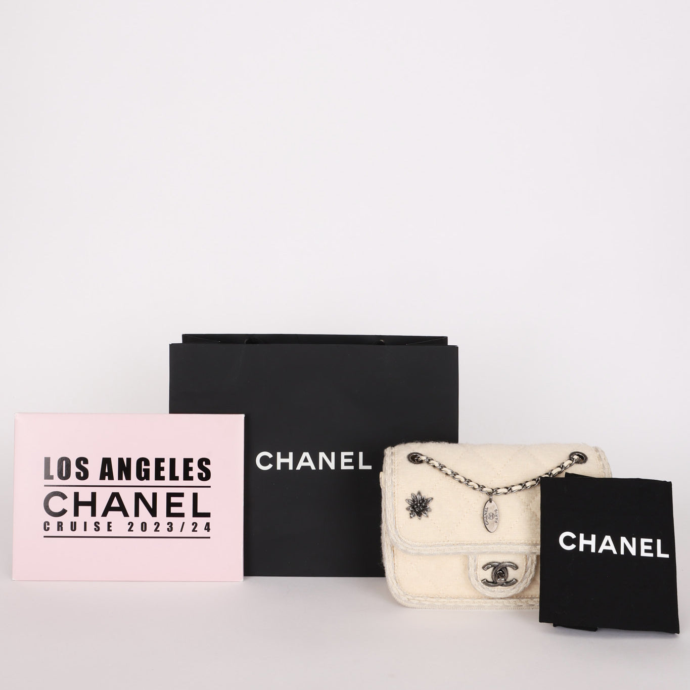 Chanel Paris-Salzburg Single Flap Ivory Wool RHW
