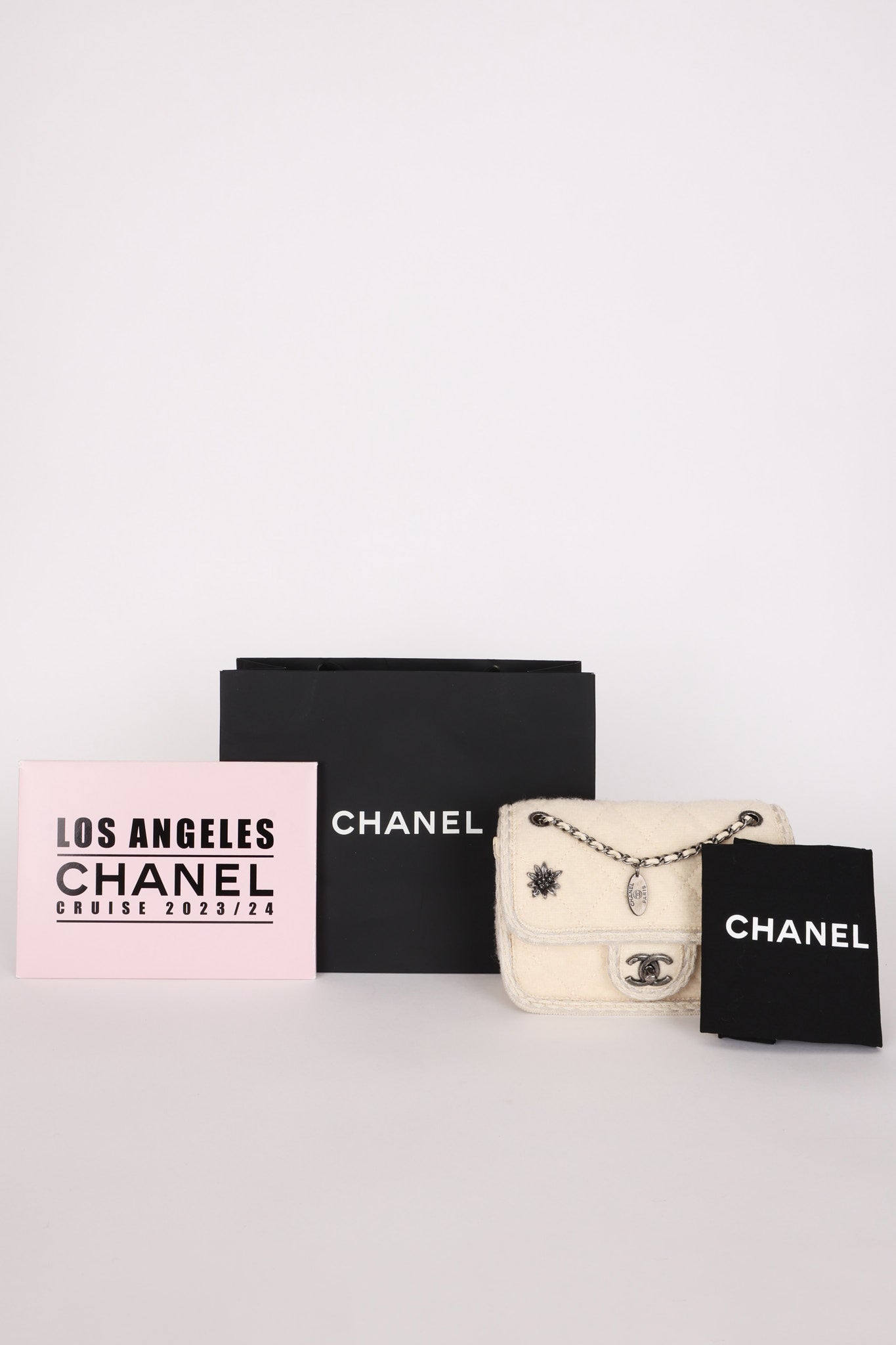 Chanel Paris-Salzburg Single Flap Ivory Wool RHW