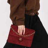 Chanel Push Pin Single Flap Bordeaux Suede GHW