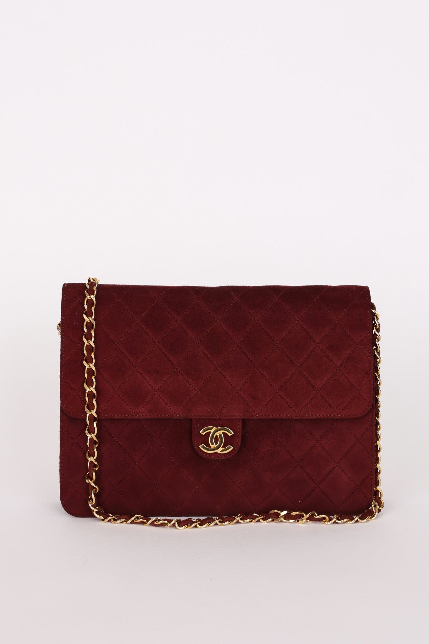 Chanel Push Pin Single Flap Bordeaux Suede GHW