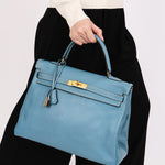 Hermès Kelly 28 Bleu Jean Swift GHW
