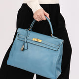Hermès Kelly 28 Bleu Jean Swift GHW