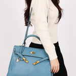 Hermès Kelly 28 Bleu Jean Swift GHW