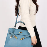 Hermès Kelly 28 Bleu Jean Swift GHW
