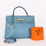 Hermès Kelly 28 Bleu Jean Swift GHW