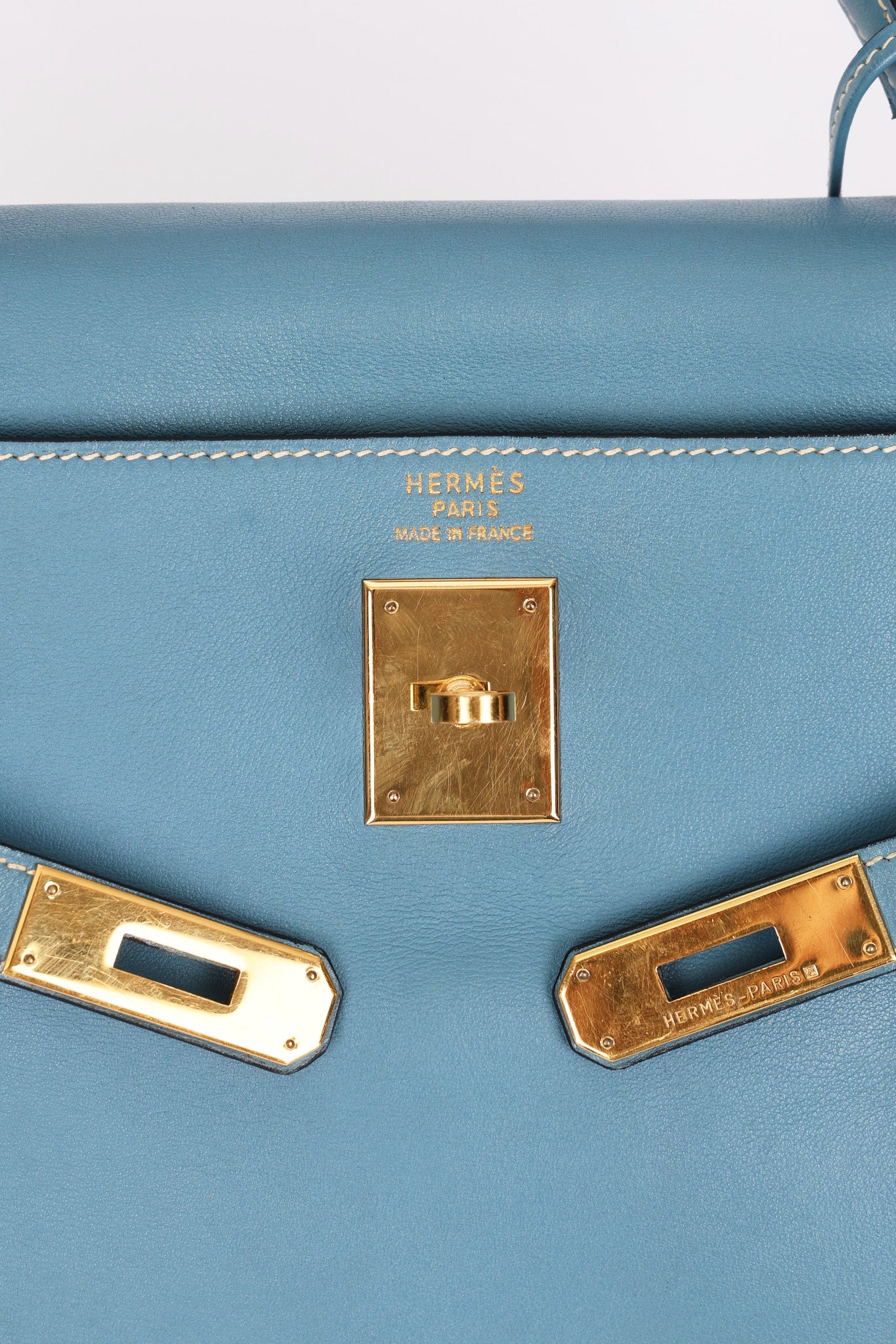 Hermès Kelly 28 Bleu Jean Swift GHW