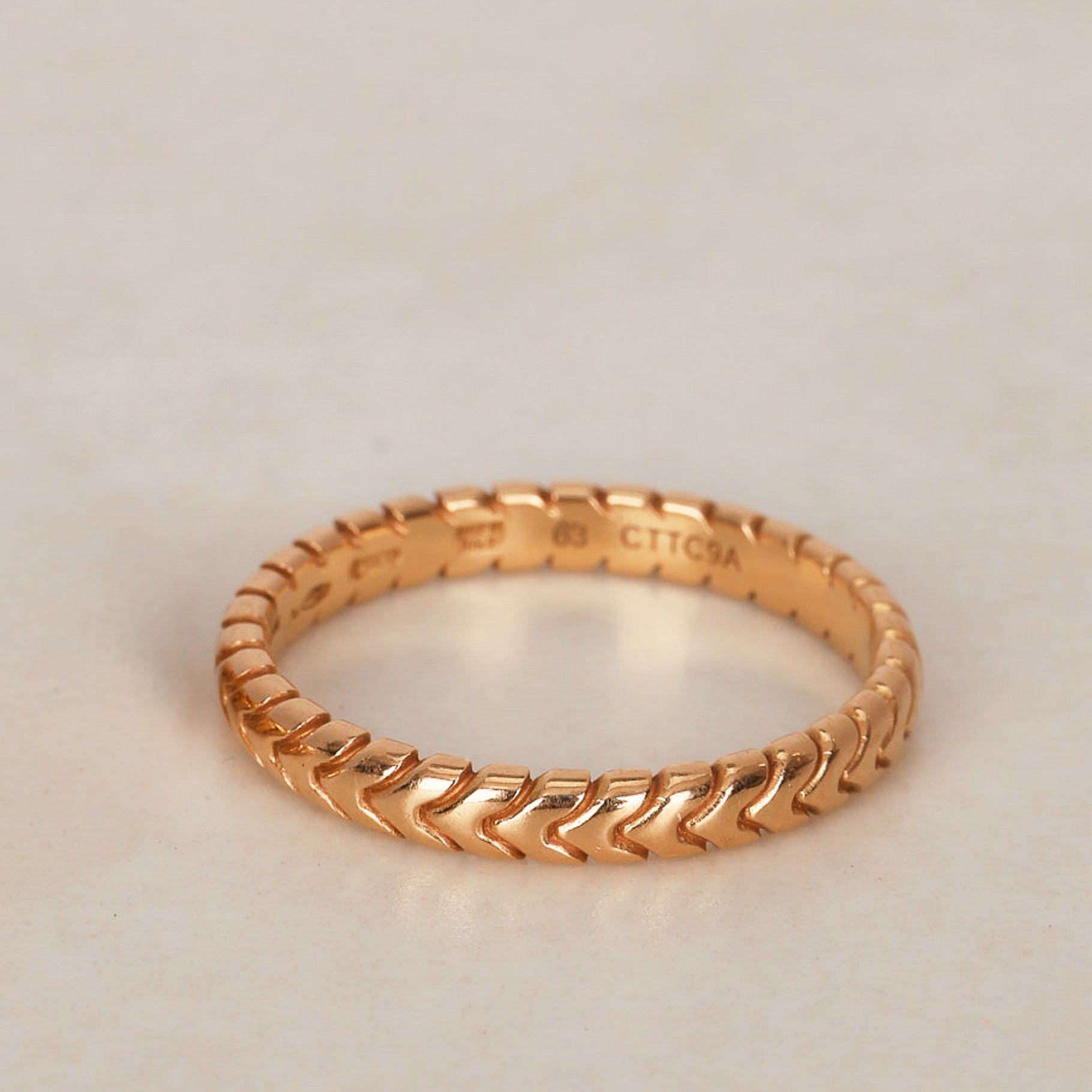 Bvlgari 18K Rose Gold Spiga Ring, Size US 10.25