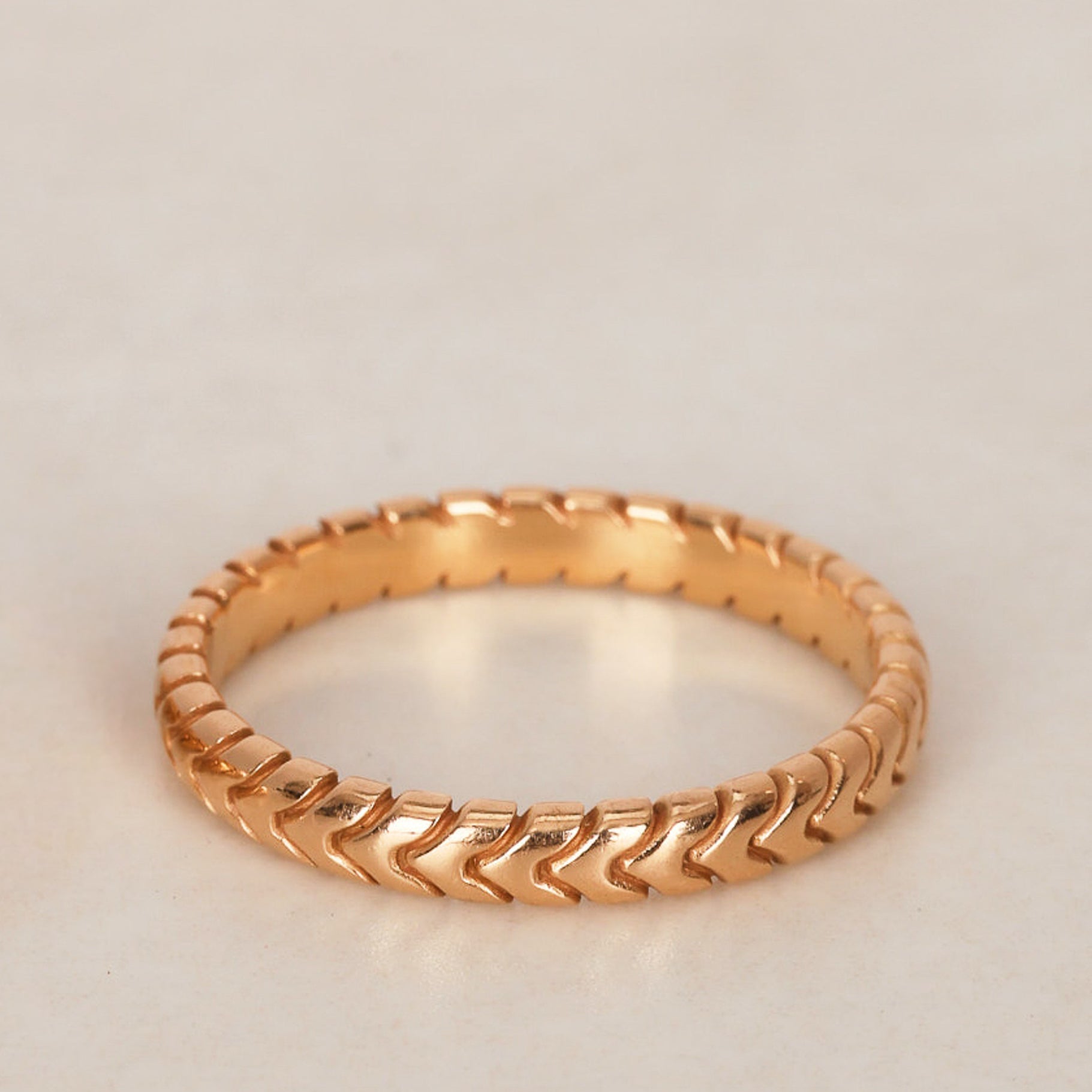 Bvlgari 18K Rose Gold Spiga Ring, Size US 10.25