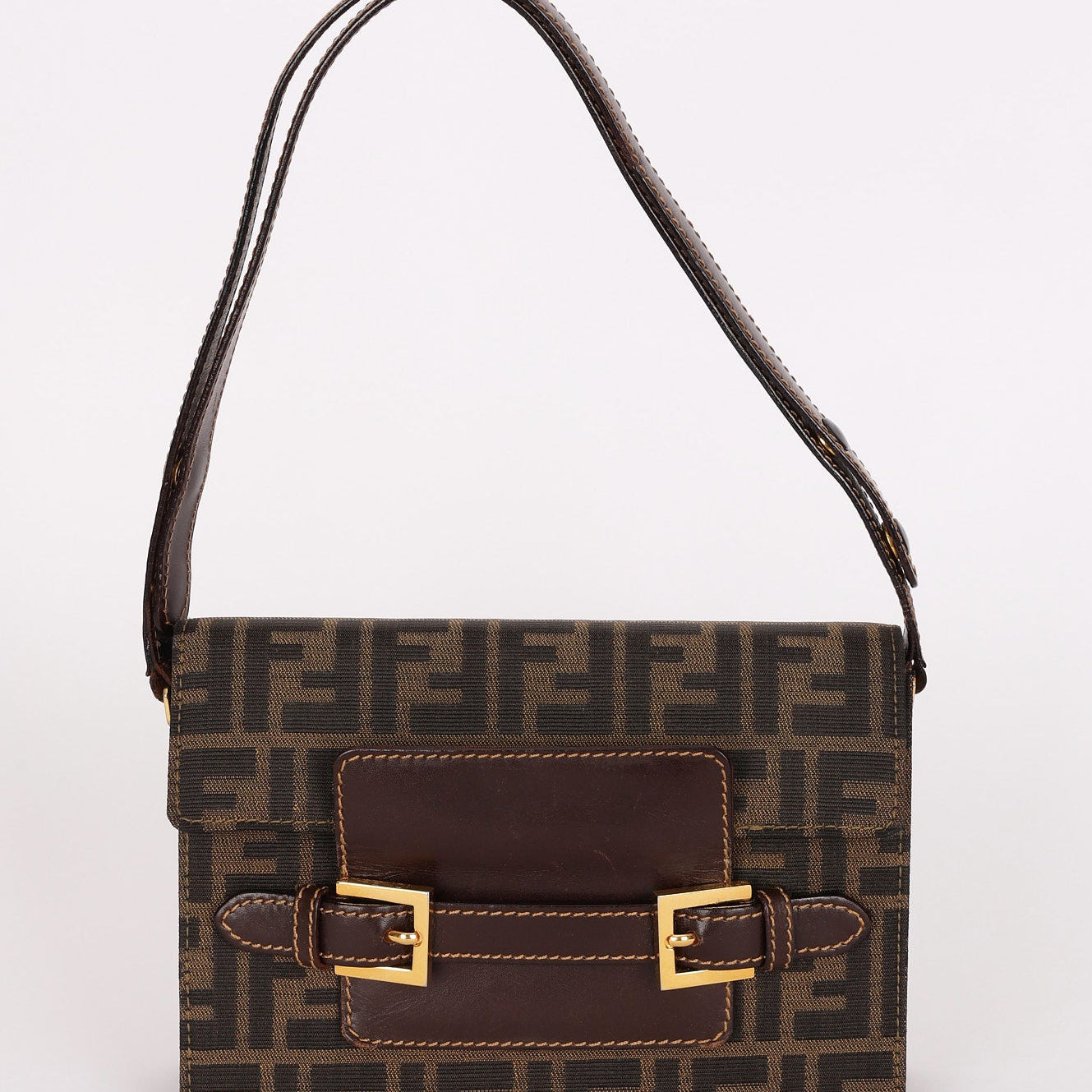 Fendi Zucca Buckle Shoulder Bag