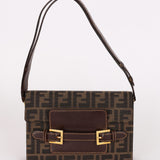 Fendi Zucca Buckle Shoulder Bag