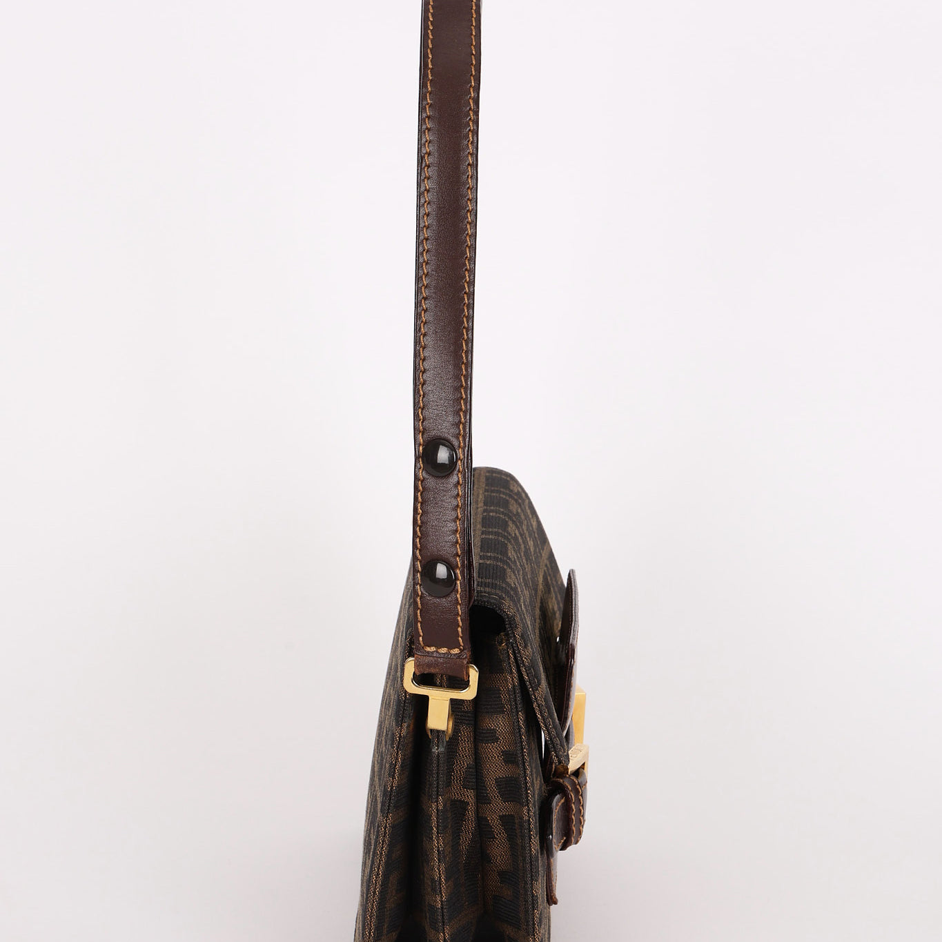 Fendi Zucca Buckle Shoulder Bag
