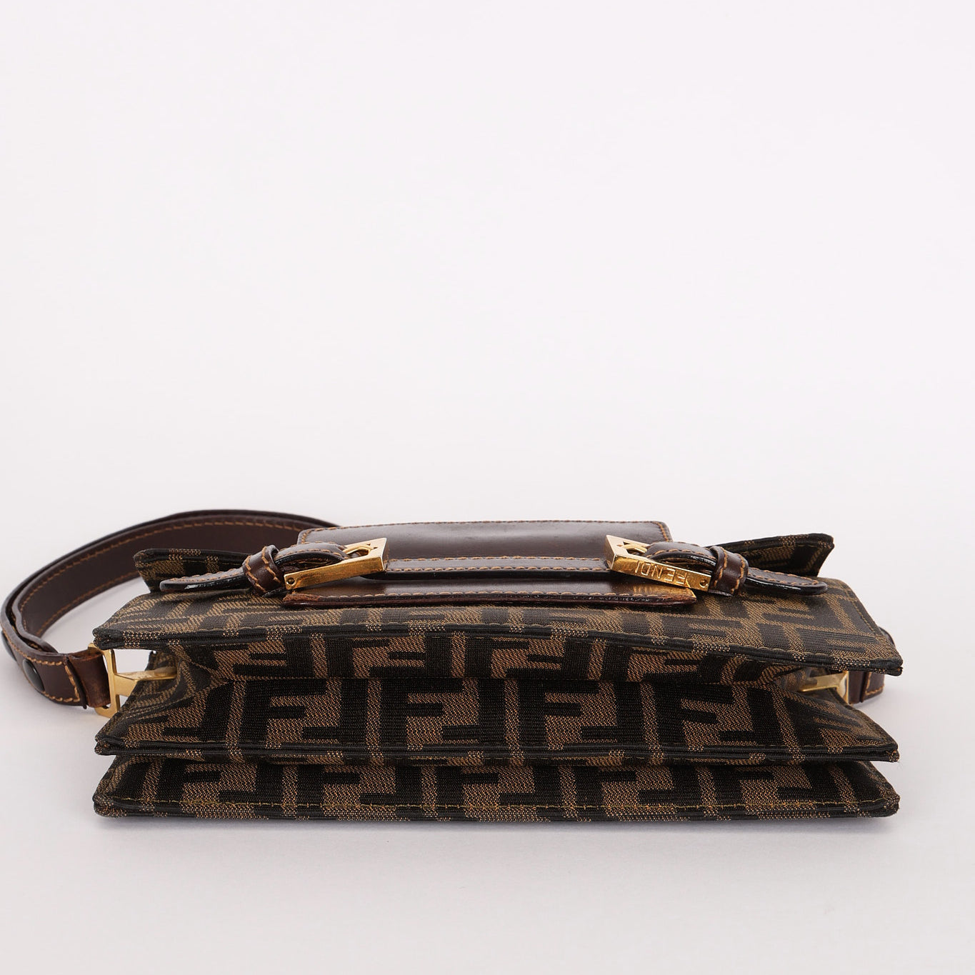 Fendi Zucca Buckle Shoulder Bag