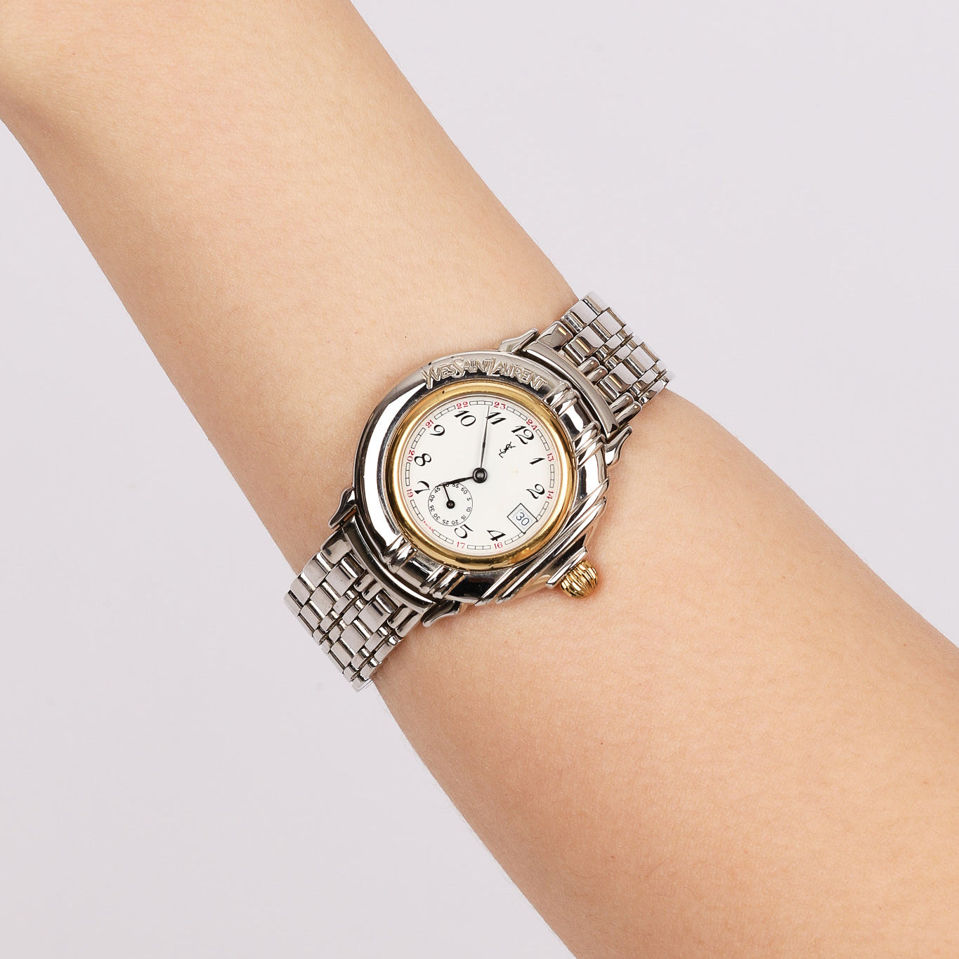 Saint Laurent Stainless Steel Circle Watch