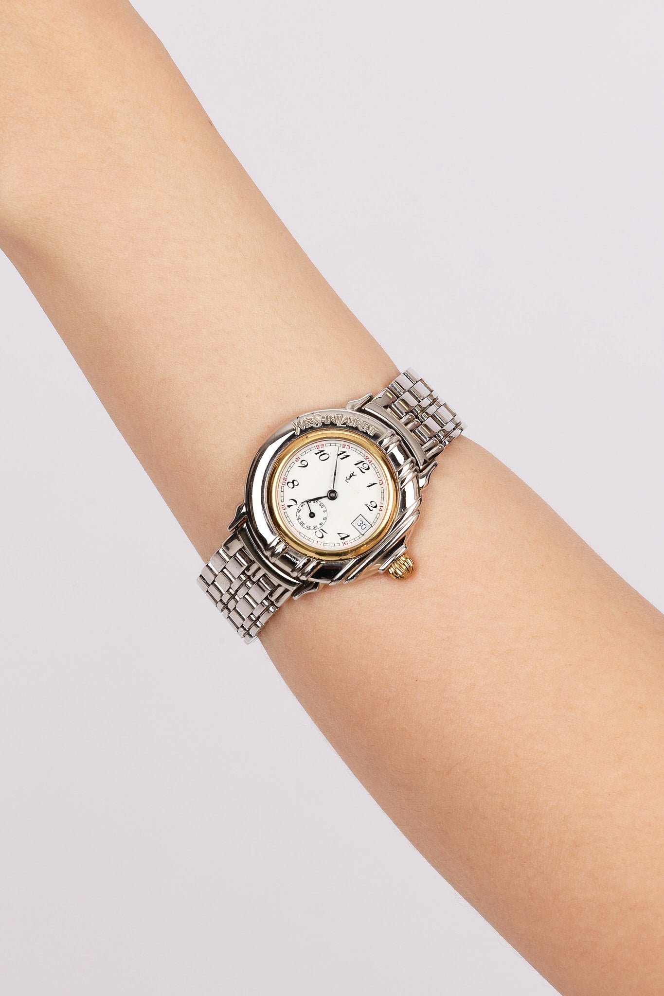 Saint Laurent Stainless Steel Circle Watch