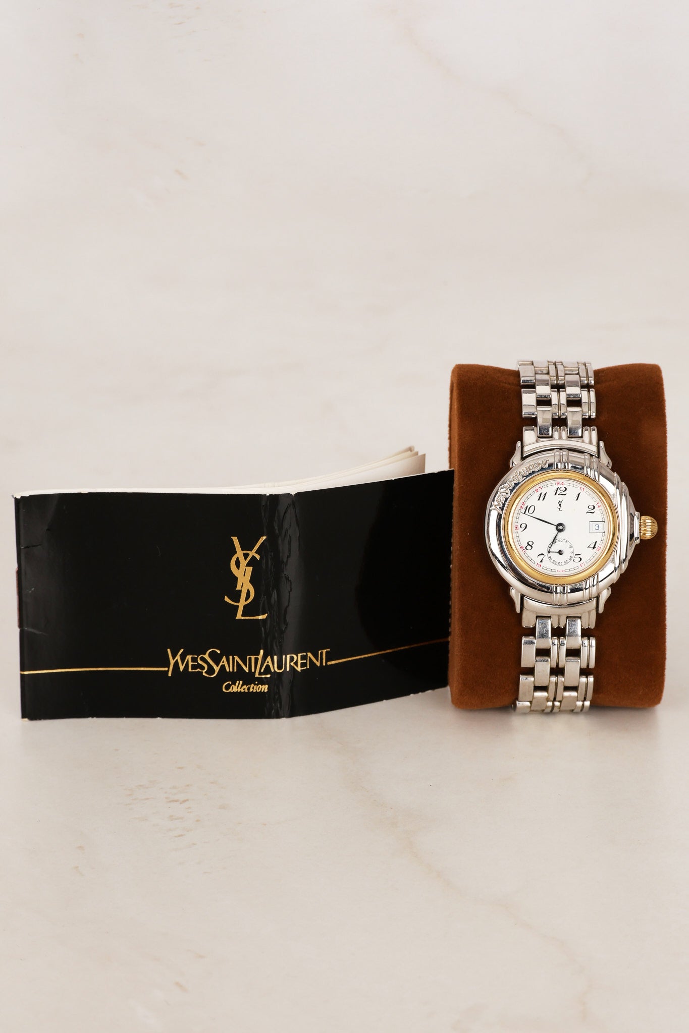 Saint Laurent Stainless Steel Circle Watch