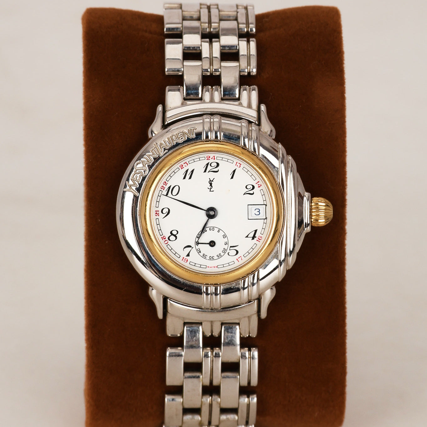 Saint Laurent Stainless Steel Circle Watch