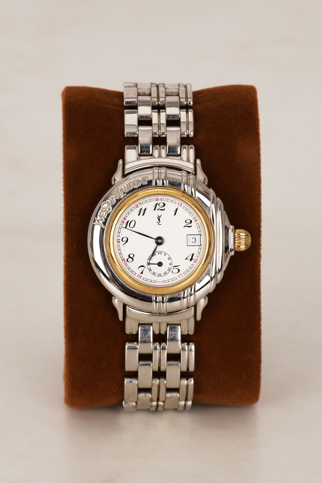 Saint Laurent Stainless Steel Circle Watch