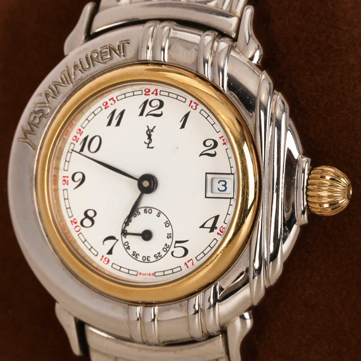 Saint Laurent Stainless Steel Circle Watch