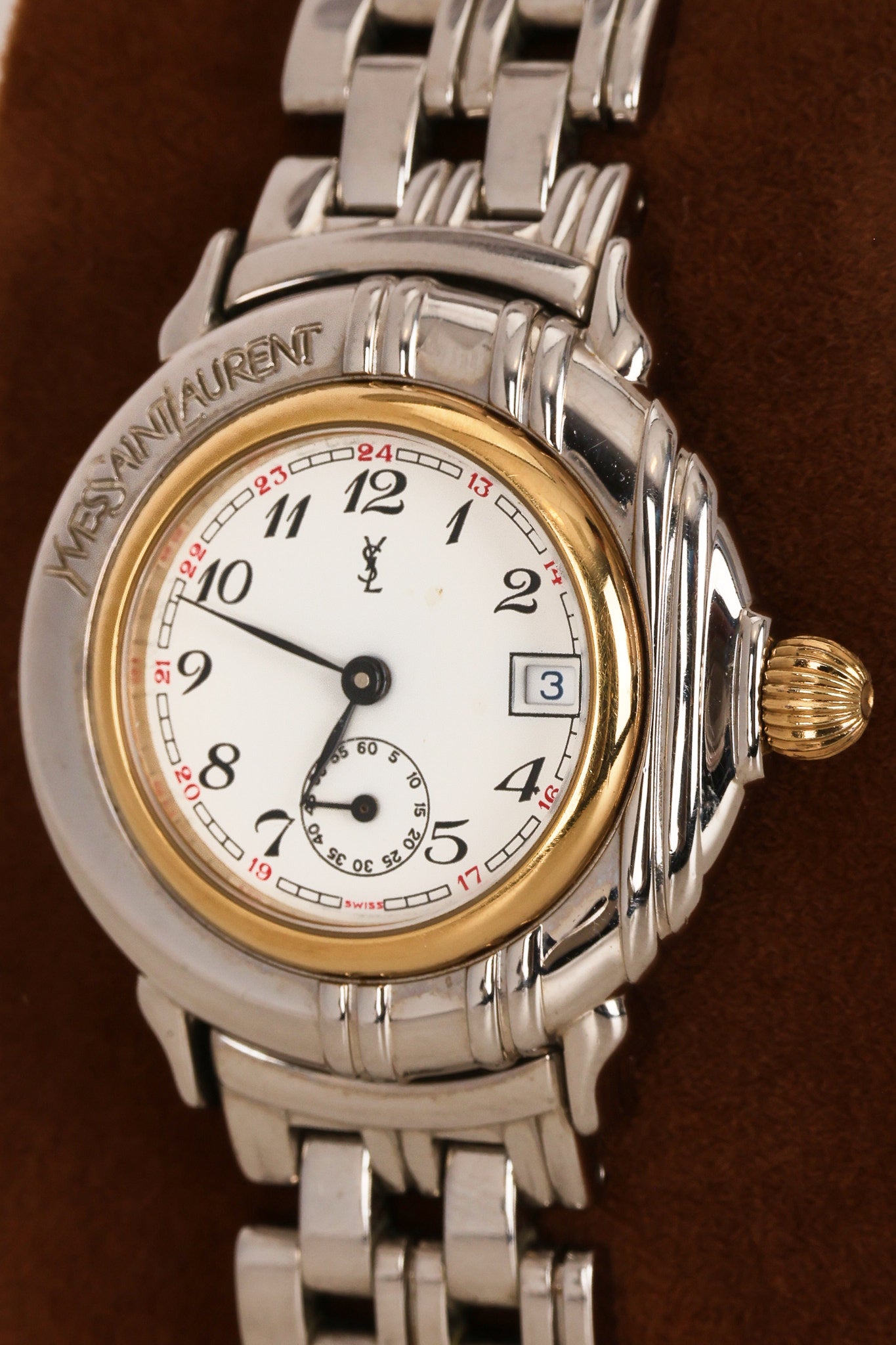 Saint Laurent Stainless Steel Circle Watch