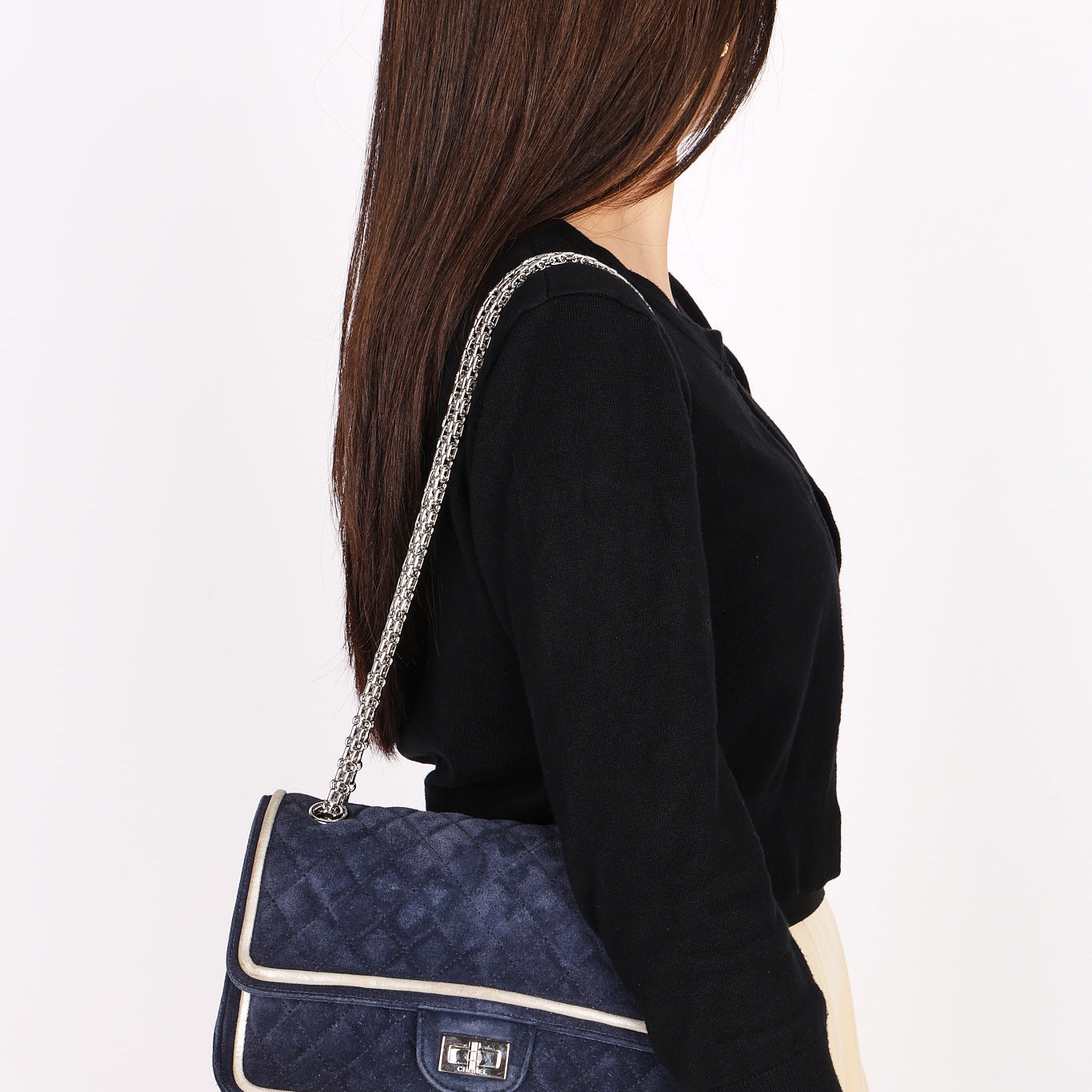 Chanel 2.55 Reissue Double Flap Navy Suede 2016 SHW