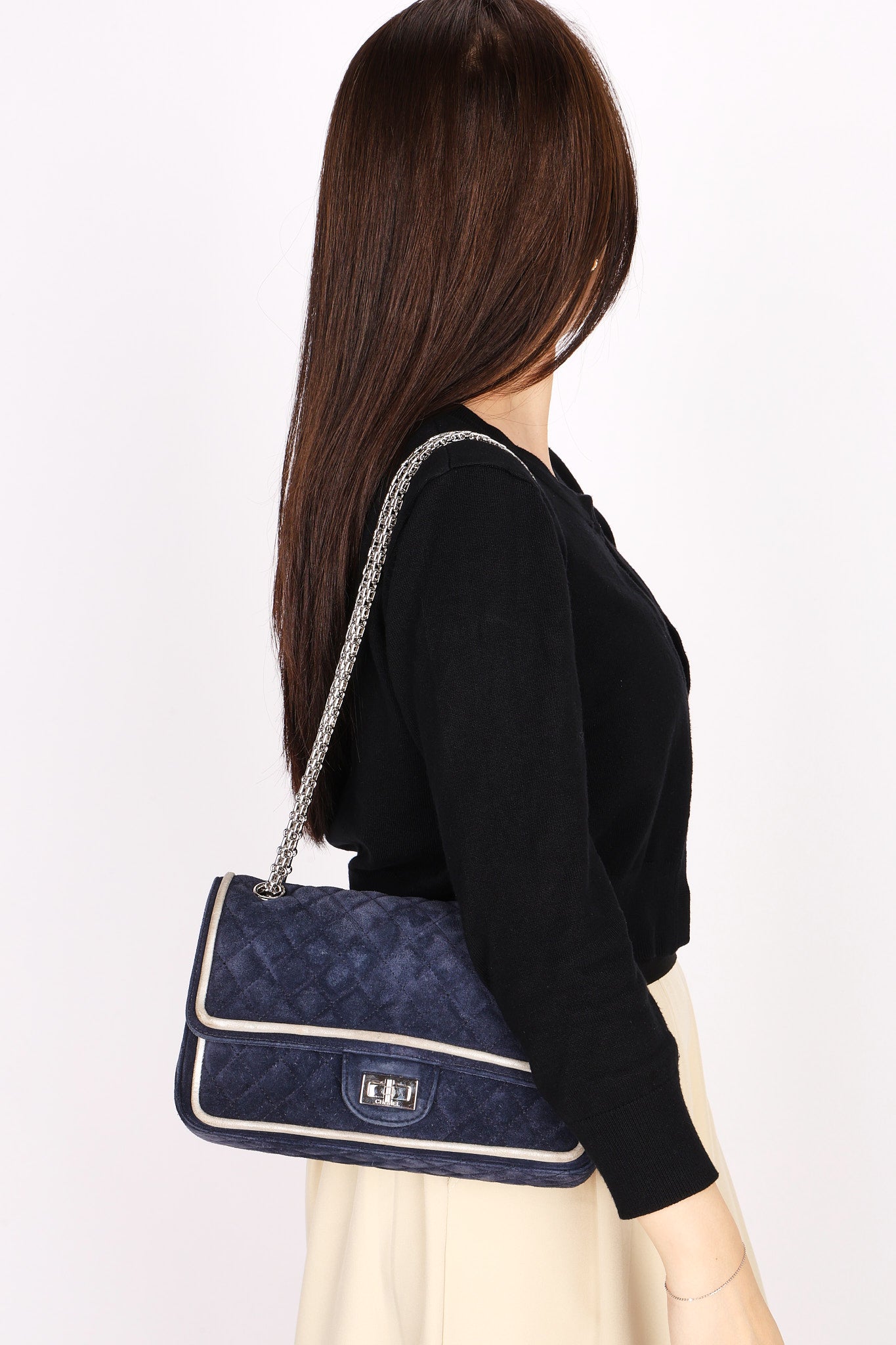 Chanel 2.55 Reissue Double Flap Navy Suede 2016 SHW