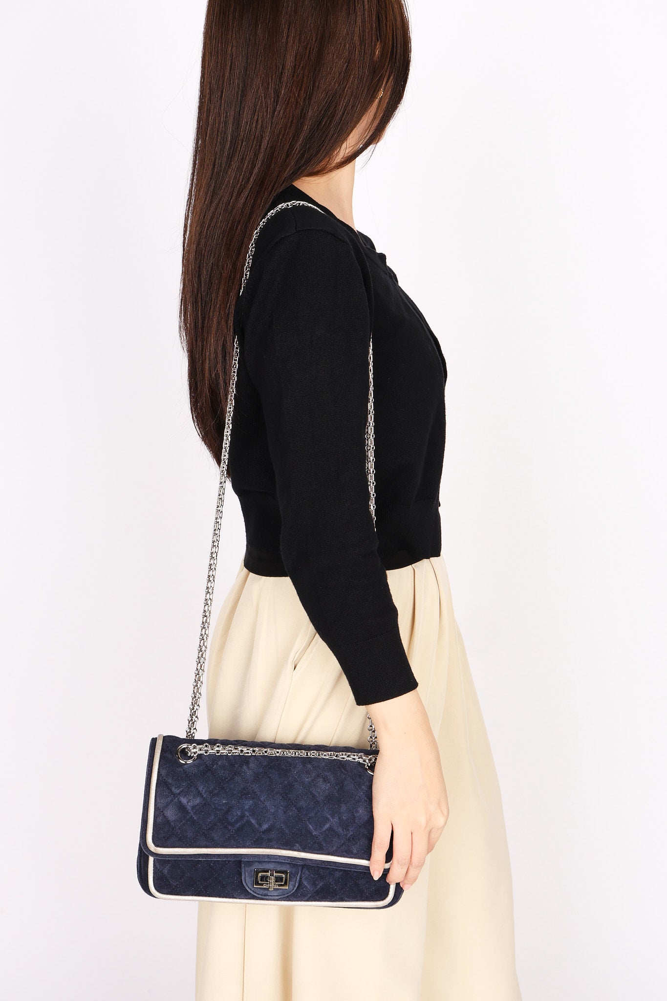 Chanel 2.55 Reissue Double Flap Navy Suede 2016 SHW