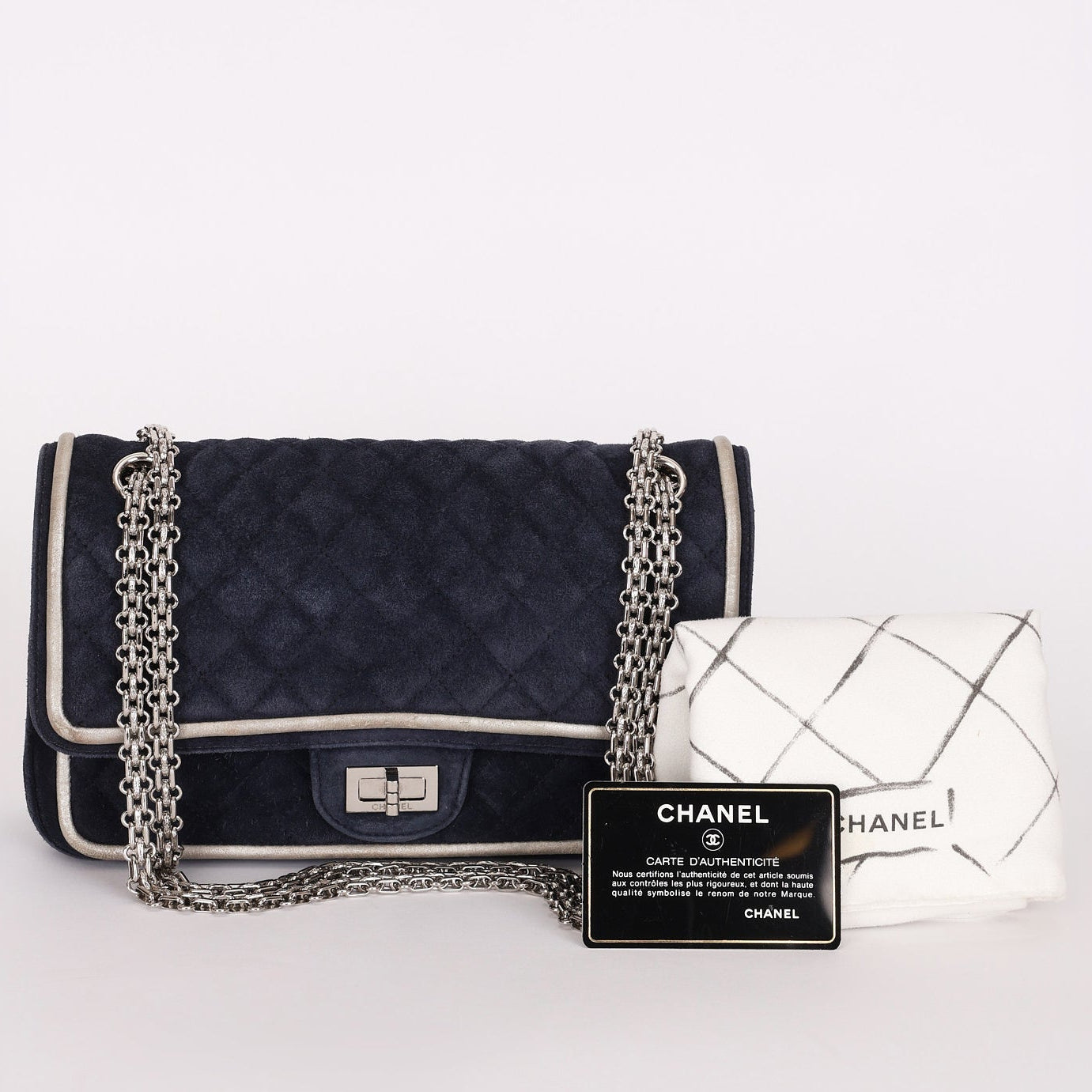 Chanel 2.55 Reissue Double Flap Navy Suede 2016 SHW
