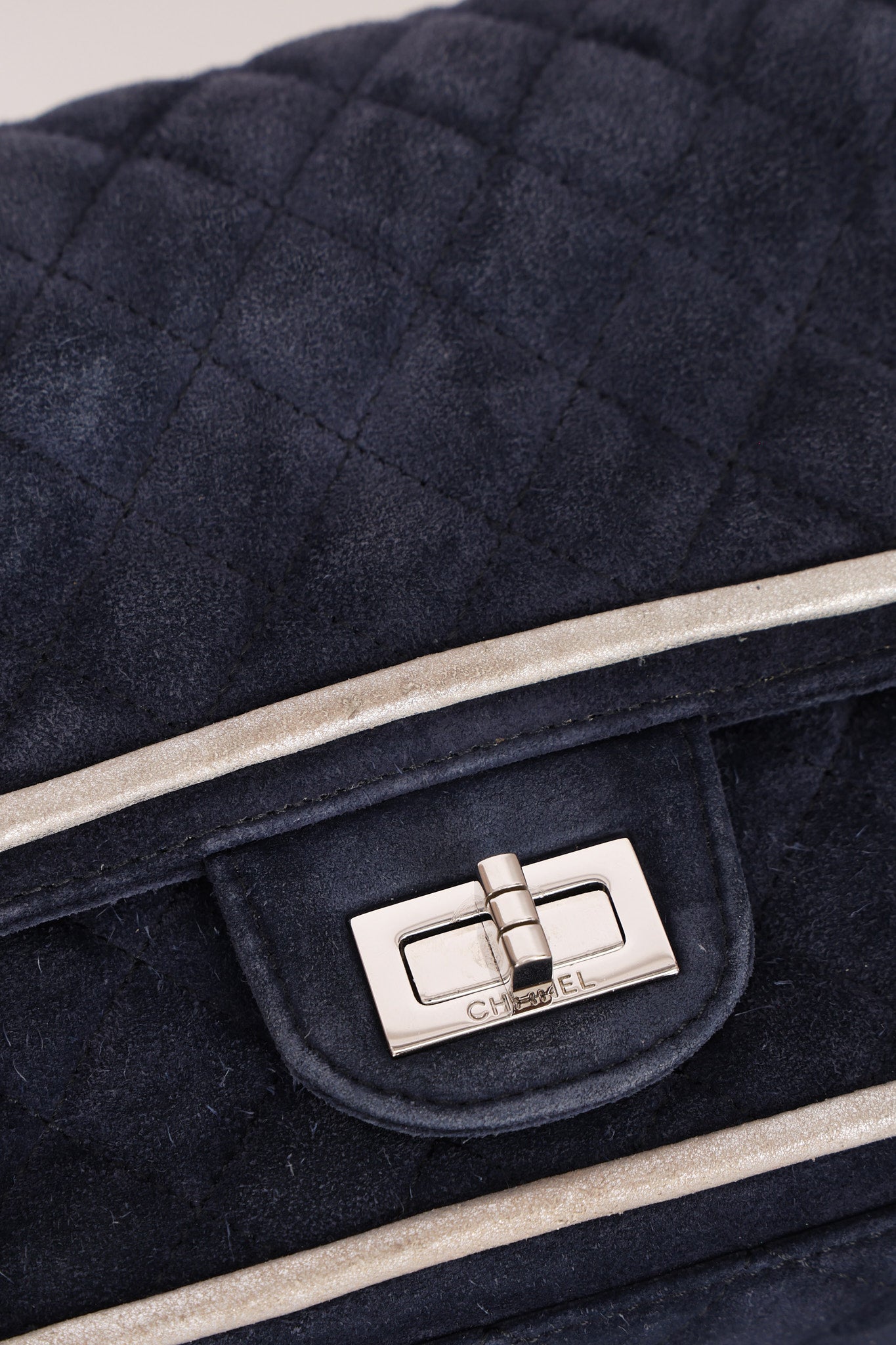 Chanel 2.55 Reissue Double Flap Navy Suede SHW