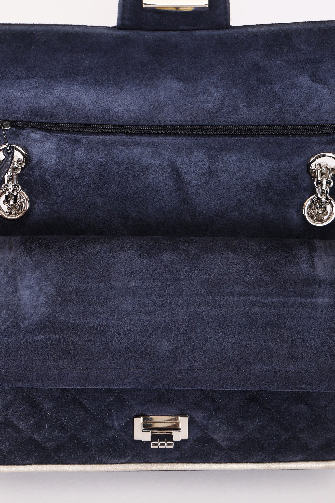 Chanel 2.55 Reissue Double Flap Navy Suede SHW