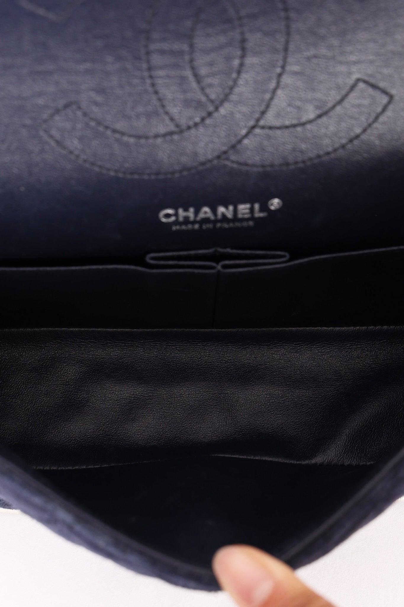 Chanel 2.55 Reissue Double Flap Navy Suede SHW