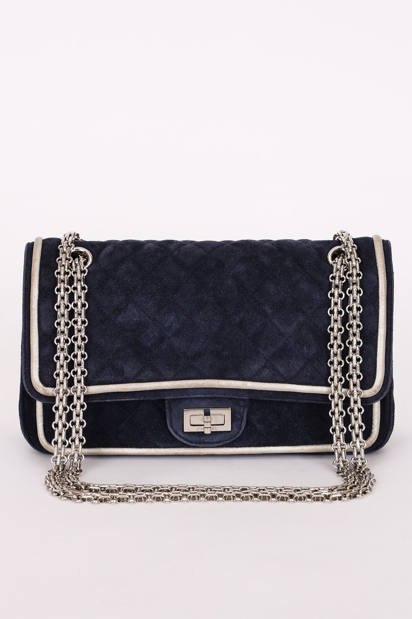 Chanel 2.55 Reissue Double Flap Navy Suede 2016 SHW