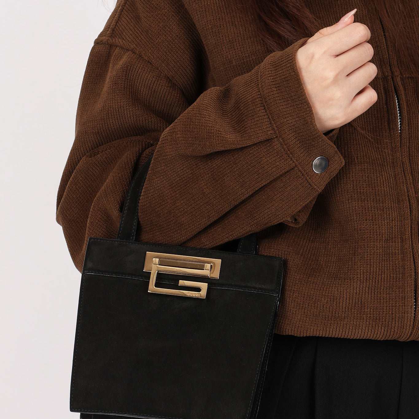 Gucci G-Clasp Mini Shopper Tote Black Suede