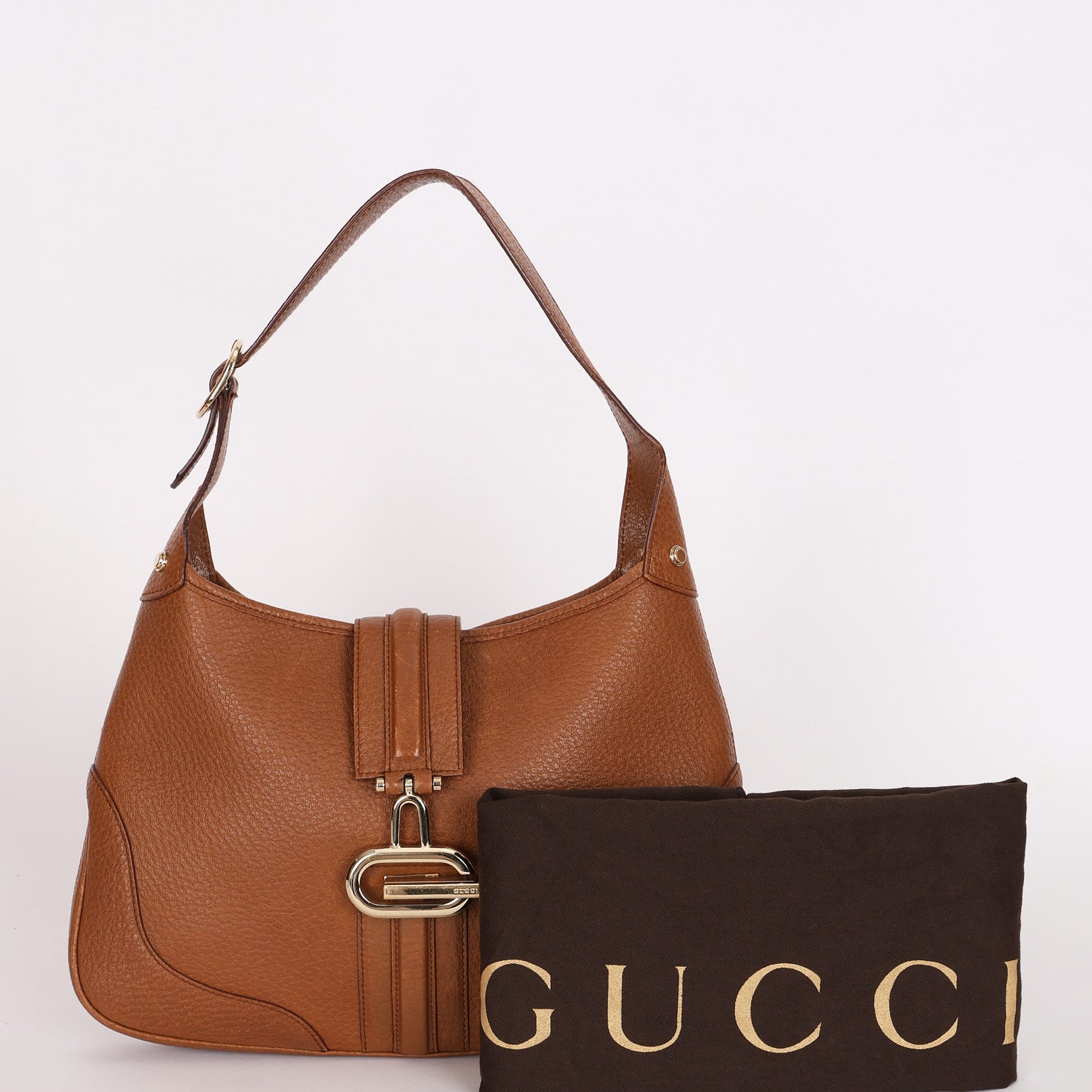 Gucci Small Retro G-Clasp Jackie Bag Cognac Buffalo