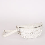 Chanel Camellia Embellished Belt Bag White Lambskin SHW