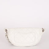 Chanel Camellia Embellished Belt Bag White Lambskin SHW