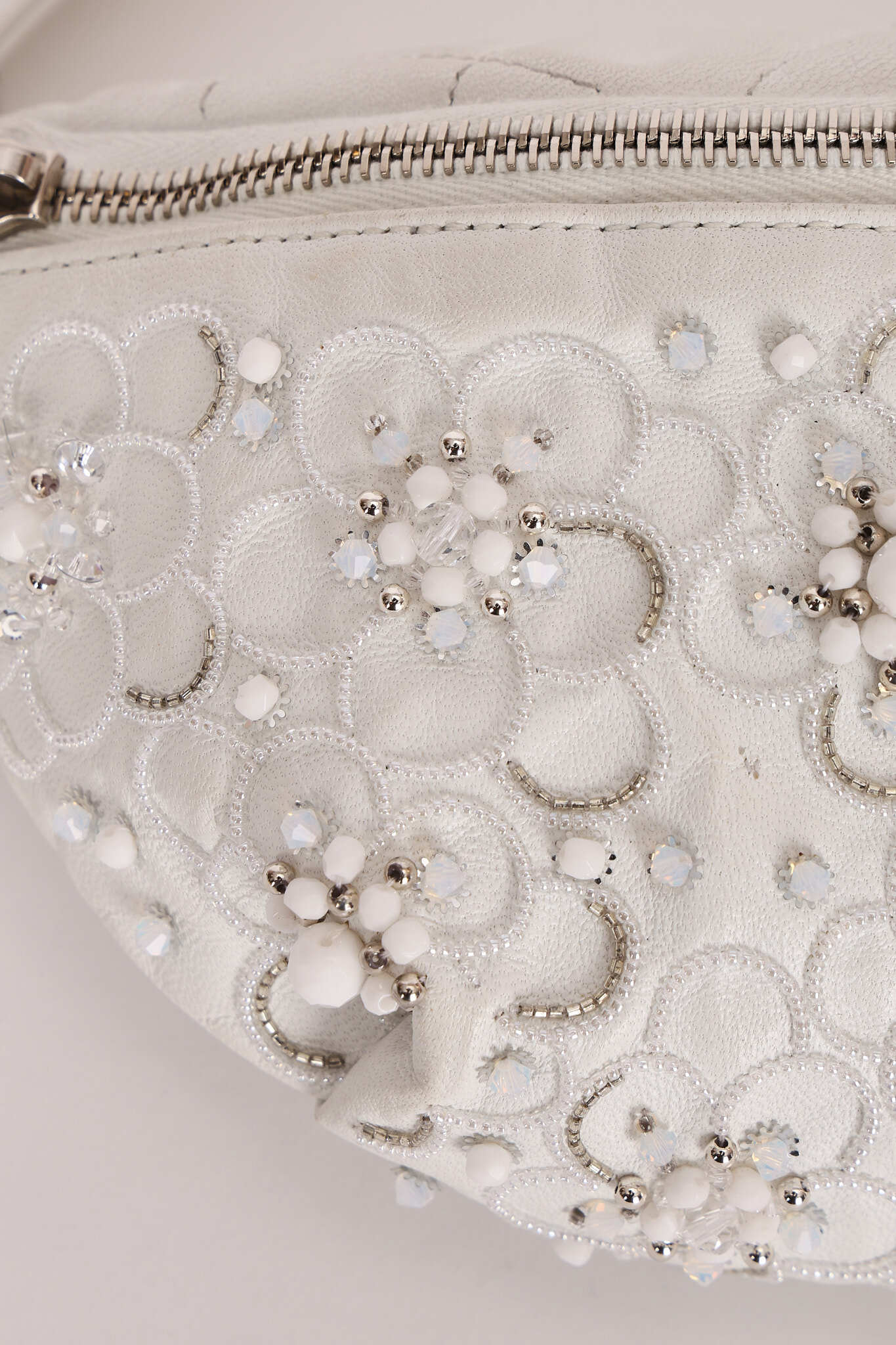 Chanel Camellia Embellished Belt Bag White Lambskin SHW