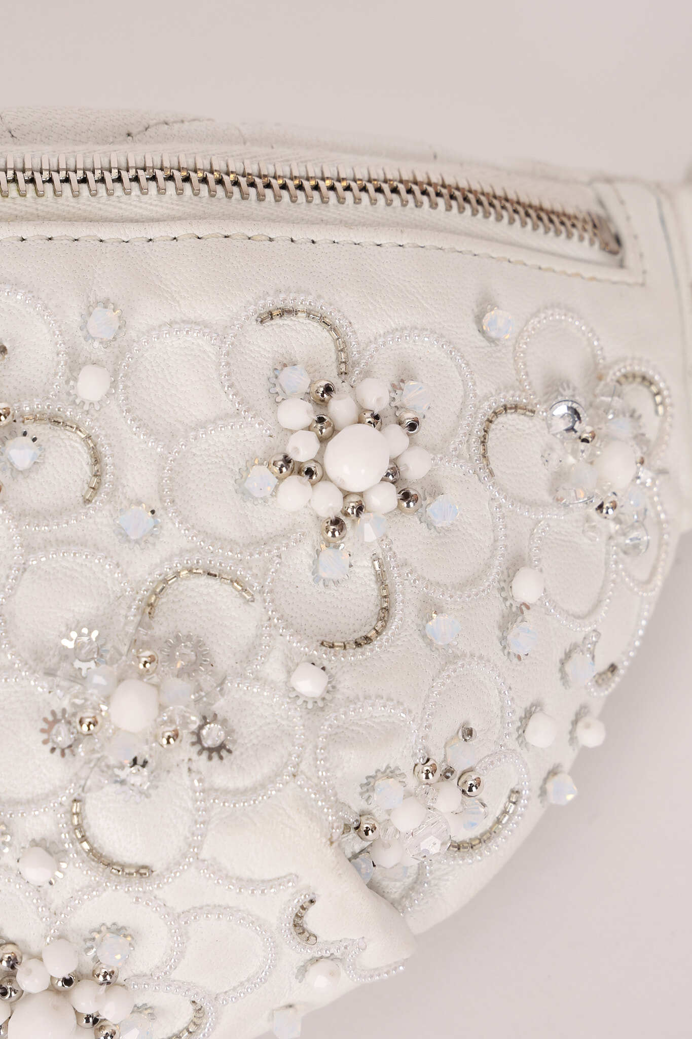 Chanel Camellia Embellished Belt Bag White Lambskin SHW