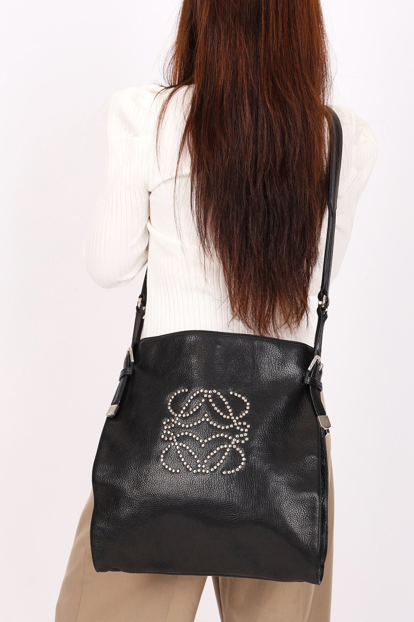 Loewe Anagram Studded Chevre Flat Shopper