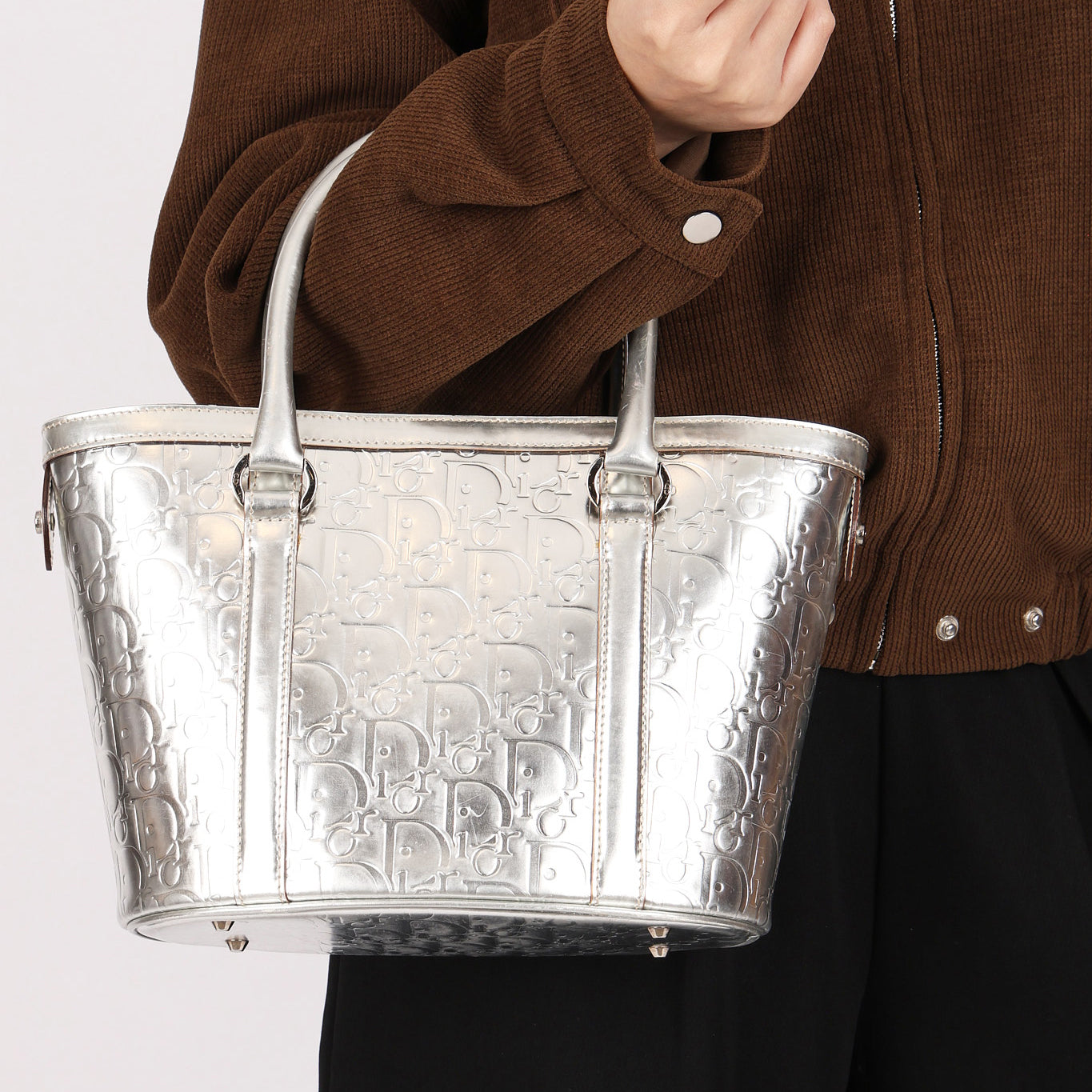 Christian Dior Diorissimo Trotter Tote Metallic Silver 2008