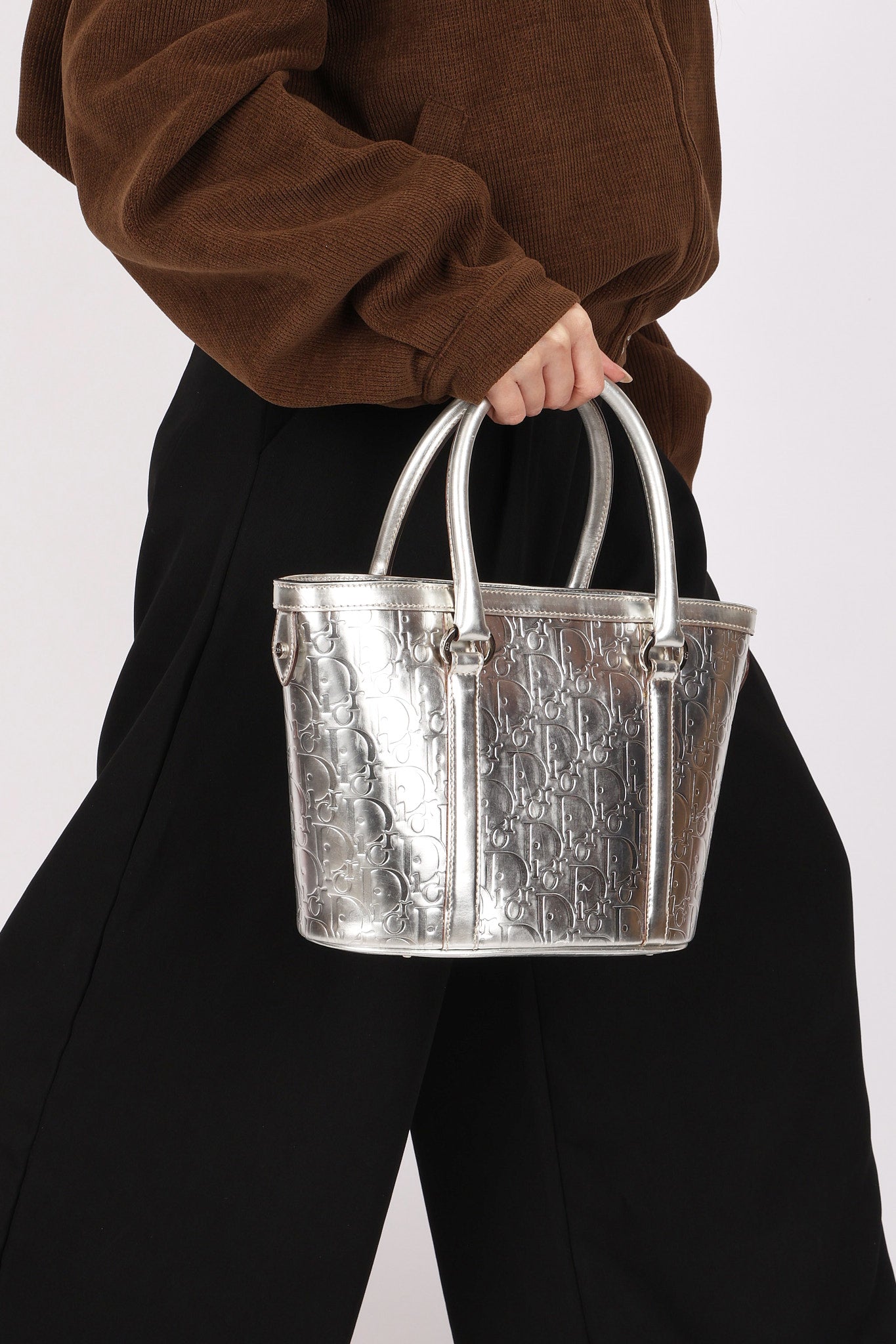 Dior Oblique Tote Metallic Silver